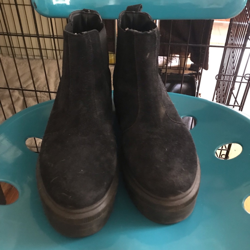 Black Suede Platform Booties